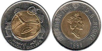  moneda canadiense conmemorativa 2 dólares 1999