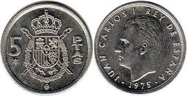 moneda España 5 pesetas 1975 (1980)
