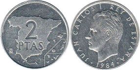 moneda España 2 pesetas 1984