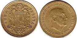 moneda España 1 peseta 1966 (1968)