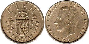 moneda España 100 pesetas 1986