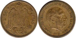 moneda España 2.5 pesetas 1957 (1959)