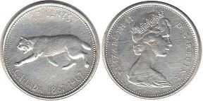  moneda canadiense conmemorativa 25 centavos 1967