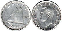 moneda canadian old moneda 10 centavos 1949