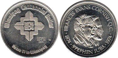  moneda canadiense conmemorativa 1 dólar 1974