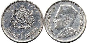 moneda Morocco 1 dirham 1960 