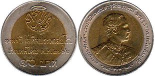 moneda Thailand 10 baht 1997