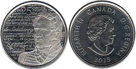  moneda canadiense conmemorativa 25 centavos 2013