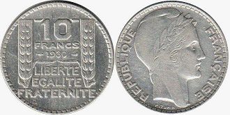 moneda Francia 10 francos 1930