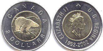  moneda canadiense conmemorativa 2 dólares 2002