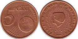 moneda Países Bajos 5 euro cent 1999