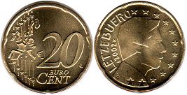 moneda Luxemburgo 20 euro cent 2002