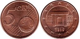 moneda Malta 5 euro cent 2019