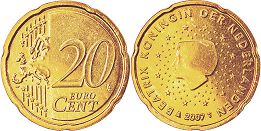 moneda Países Bajos 20 euro cent 2007
