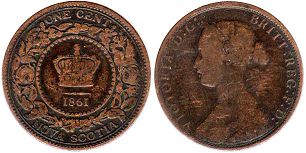 moneda Nova Scotia 1 centavo 1861