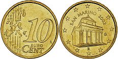 moneda San Marino 10 euro cent 2002