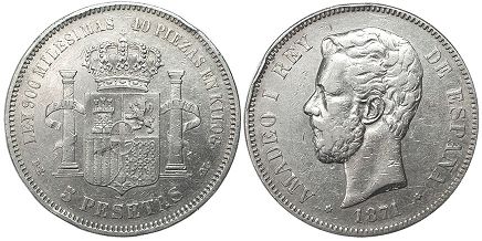 moneda España 5 pesetas 1871