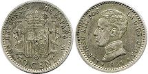 moneda España 50 céntimos 1904