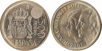 moneda España 500 pesetas 2001