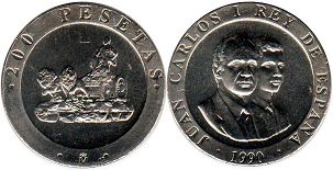 moneda España 200 pesetas 1990