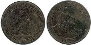 moneda España 5 céntimos 1870