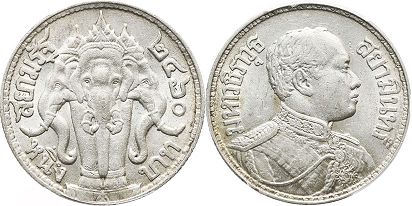 moneda Thailand Siam 1 baht 1917