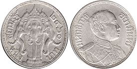 moneda Thailand Siam 1 saling 1919