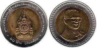 moneda Thailand 10 baht 2006