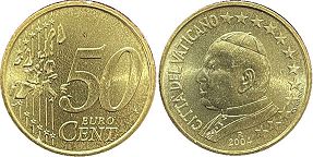 moneda Vaticano 50 euro cent 2004
