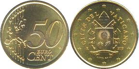 moneda Vaticano 50 euro cent 2019