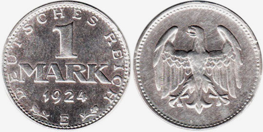 Moneda República de Weimar1 mark 1924