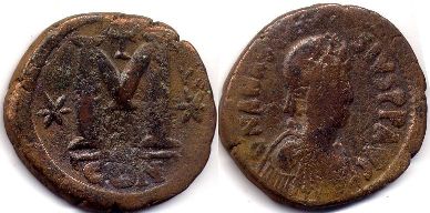 moneda bizantina Anastasius I follis