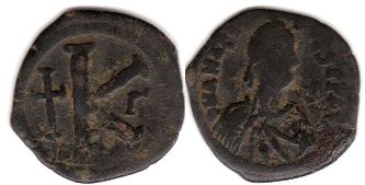 moneda bizantina Anastasius I 1/2 follis