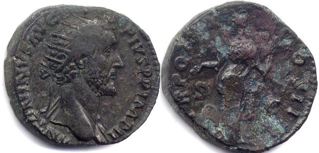 moneda Imperio Romano Antonino Pío Dupondius