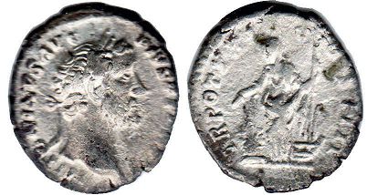 moneda Imperio Romano Antonino Pío denario