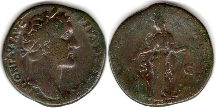 moneda Imperio Romano Antonino Pío Sestertius