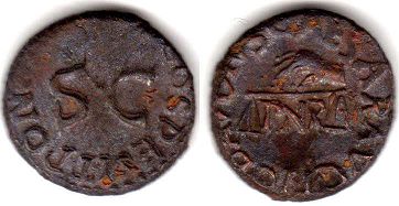 moneda Imperio Romano Tiberius Cuadrante 