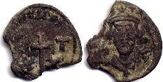 moneda bizantina Cjnstans II 1/2 follis
