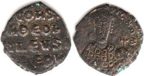 moneda bizantina Constantine VII follis