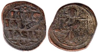 moneda bizantina Constantine IX follis