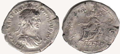 moneda Imperio Romano Hadrian denario