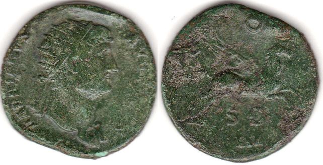 moneda Imperio Romano Hadrian Dupondius