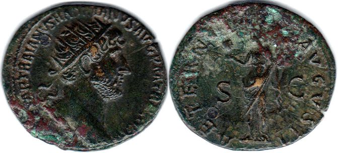 moneda Imperio Romano Hadrian Dupondius