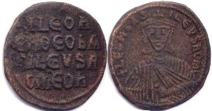 moneda bizantina Leo VI follis