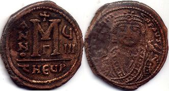 moneda bizantina Maurice follis