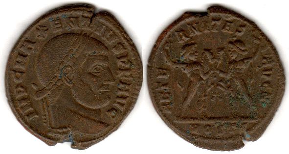 moneda Imperio Romano Maxentius follis