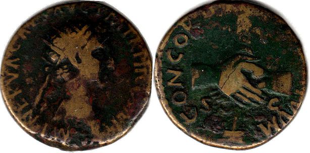 moneda Imperio Romano Nerva Dupondio 