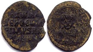 moneda bizantina Romanus I follis