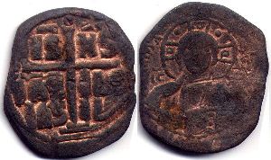 moneda bizantina Romanos III follis