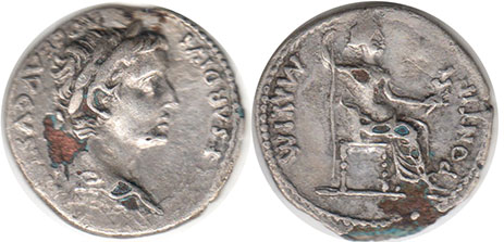 moneda Imperio Romano Tiberius denario